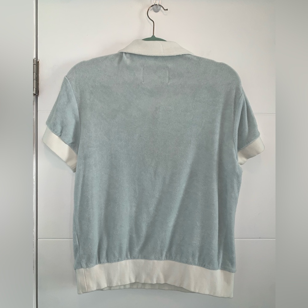 Tombolo Ménage-à-Gnaw’ Cabana Terry Cloth Shirt Blue Embroidered shark Men’s XS - Picture 6 of 7
